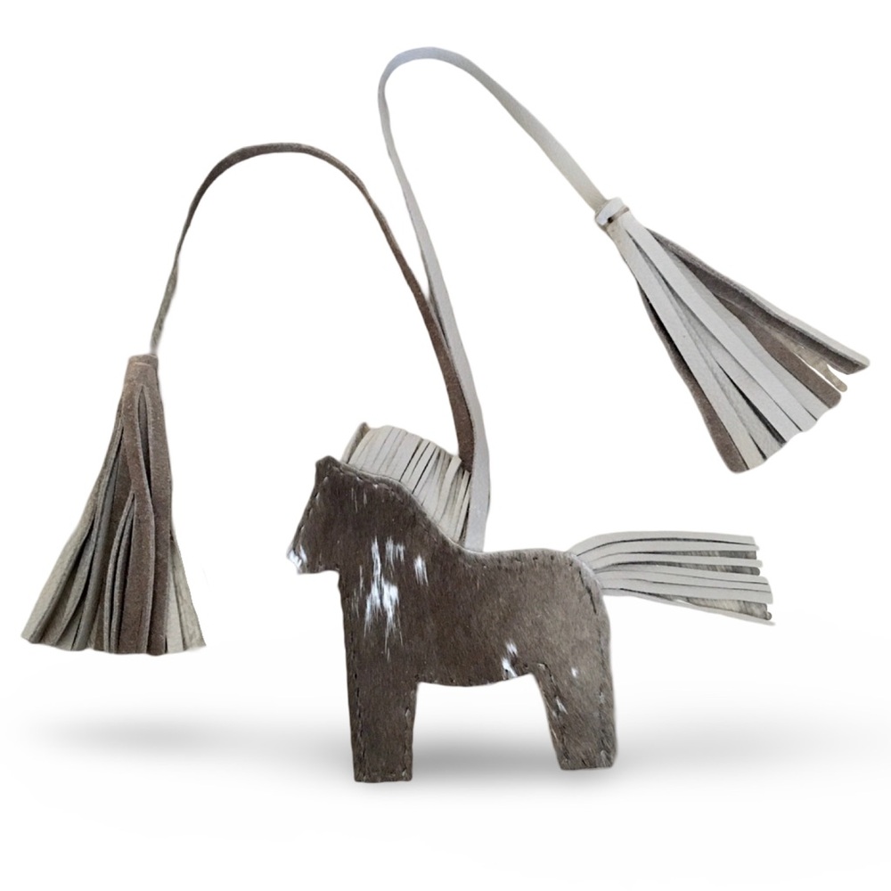 Little Pony - Purse Charm - Neutral Colors - Horse - Hair on Cowhide w/ Tassels